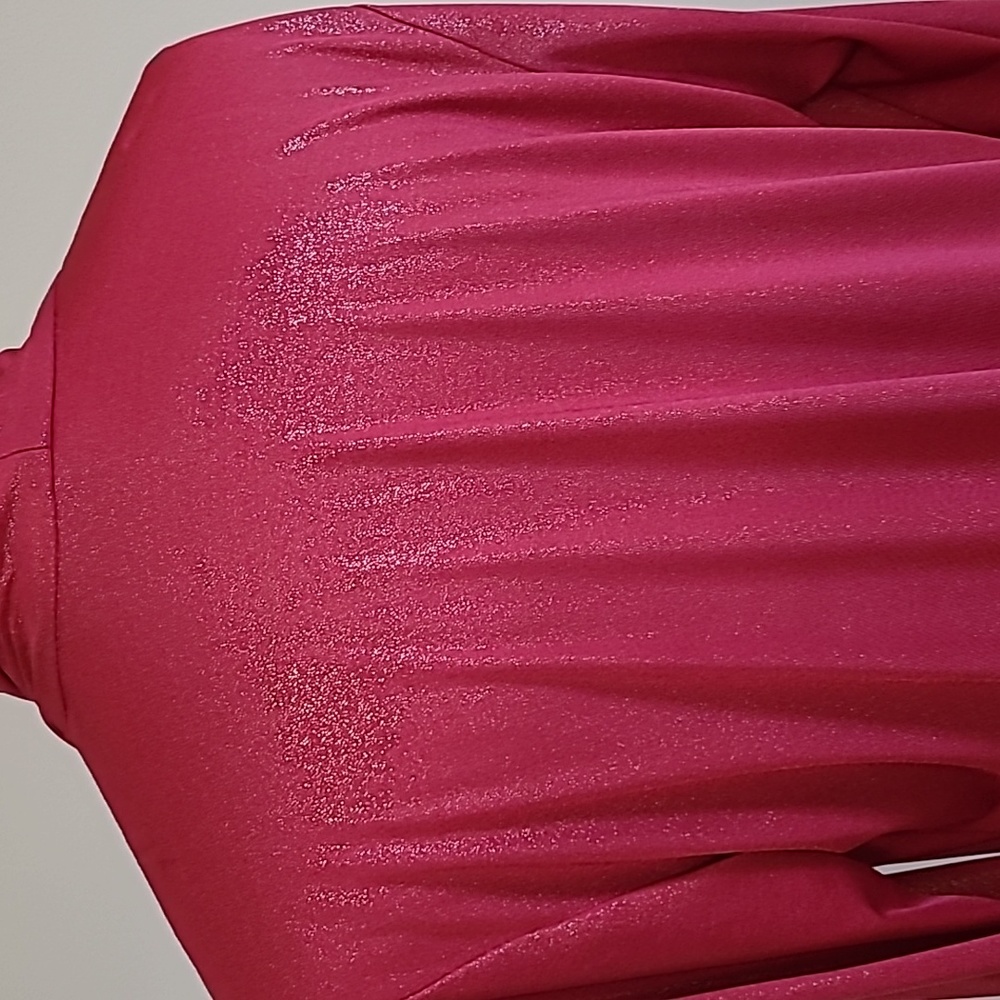 NEW Red Sparkle Jacket Praise Hymn Fashions Foil Knit 3/4 Slv Draping Pointed Md - Picture 3 of 8